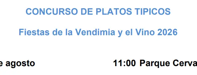 Cartel del Concurso de Platos Típicos de las Fiestas de la Vendimia y del Vino de Valdepeñas 2026